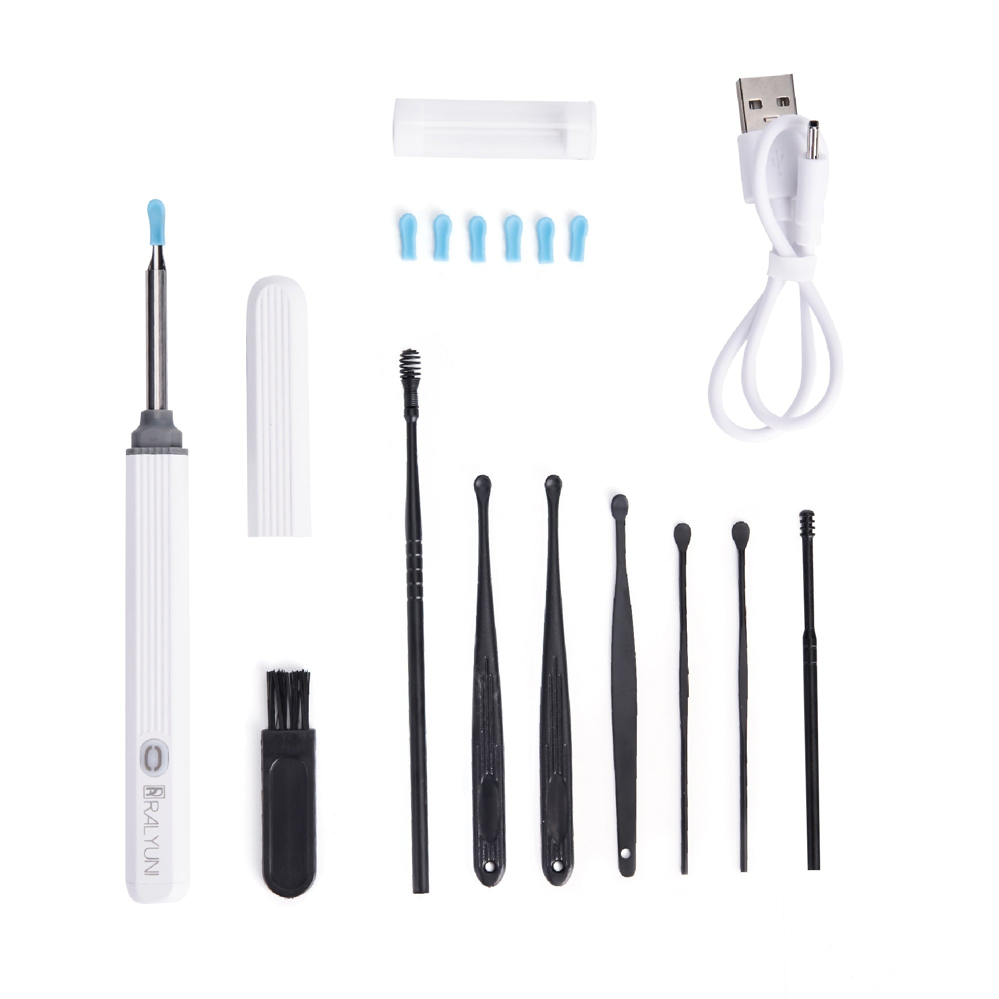 RALYUNI Ear Wax Removal Tool with Camera -Earwax Remover with 8 Pcs Ear Set - Earwax Removal Kit with Light - Ear Cleaner for iOS &Android Black(No delivery on weekends)