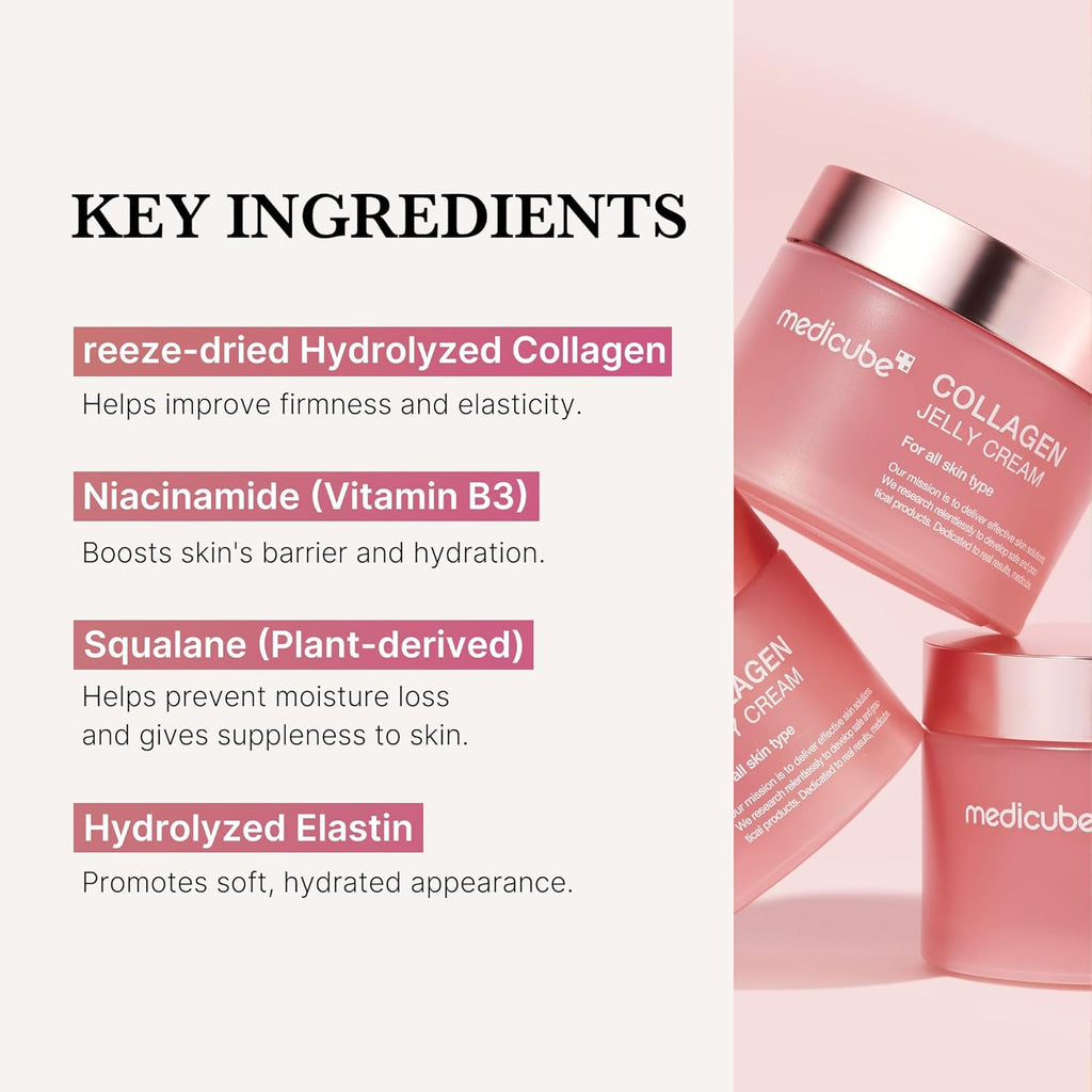 Medicube Collagen Jelly Cream | Niacinamide & Hydrolyzed Collagen | Korean Skincare for 24-Hour Hydration, Glow, & Lifted Look – 3.71 fl. oz.