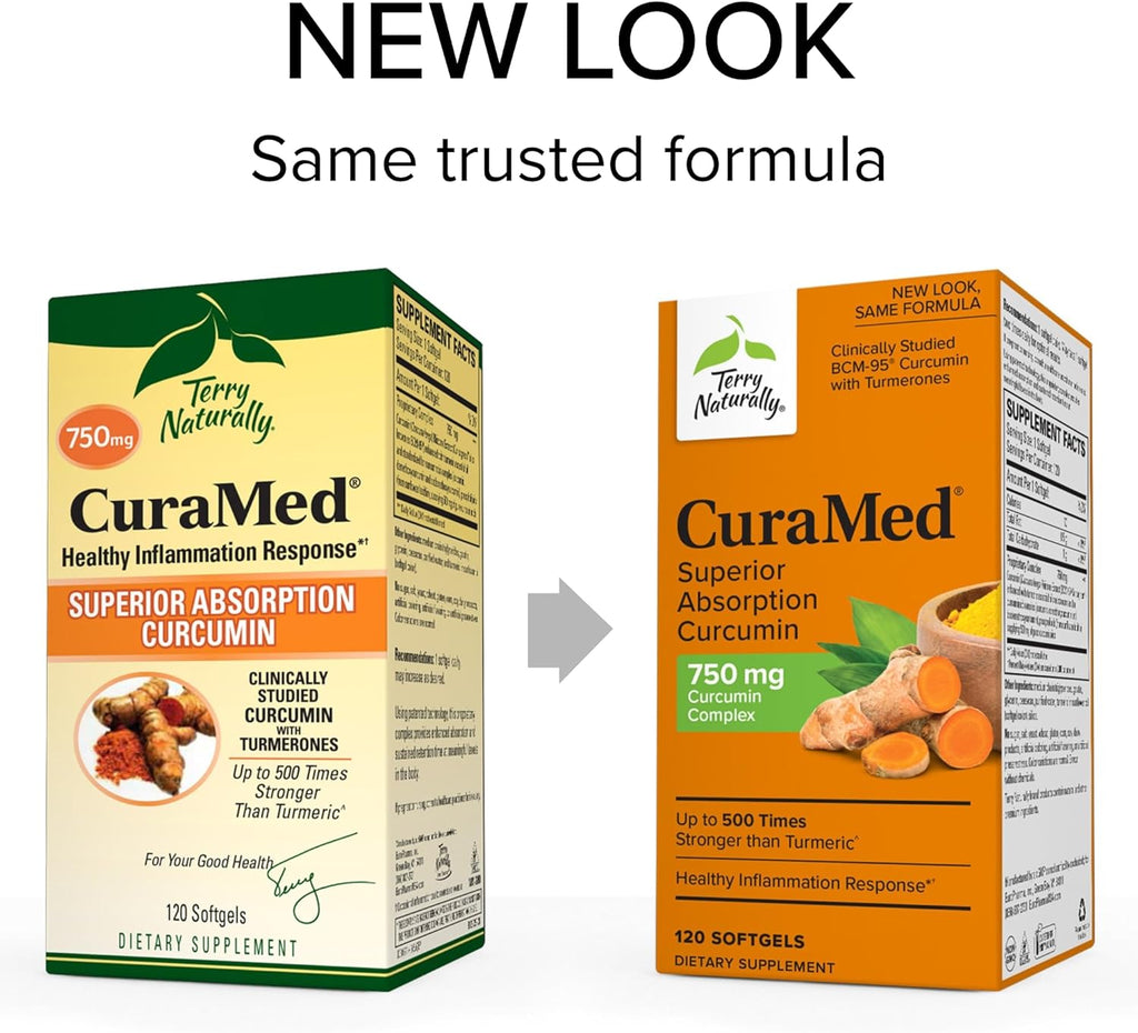 Terry Naturally CuraMed 750 mg Curcumin Complex - 120 Softgels | Superior Absorption with BCM-95
