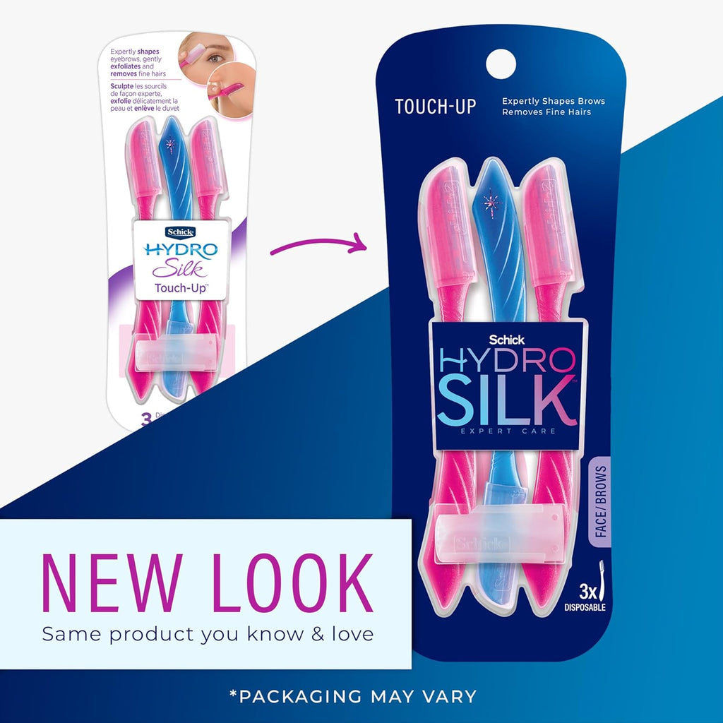Schick Hydro Silk Touch-Up Dermaplaning Tool, 3-Count – Precision Face Razor for Smooth, Peach Fuzz-Free Skin