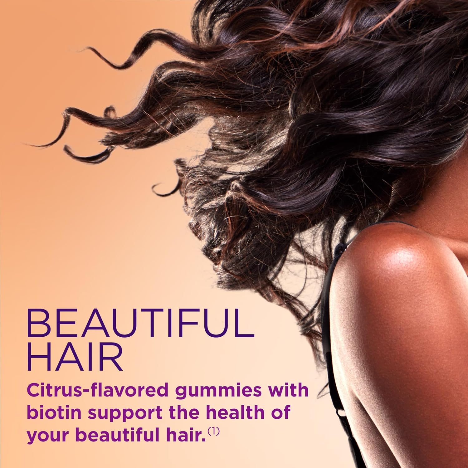 Nature's Bounty Optimal Solutions Hair, Skin & Nails Gummies with Biotin & Collagen – Tropical Citrus Flavor, 2500 mcg, 80 Ct