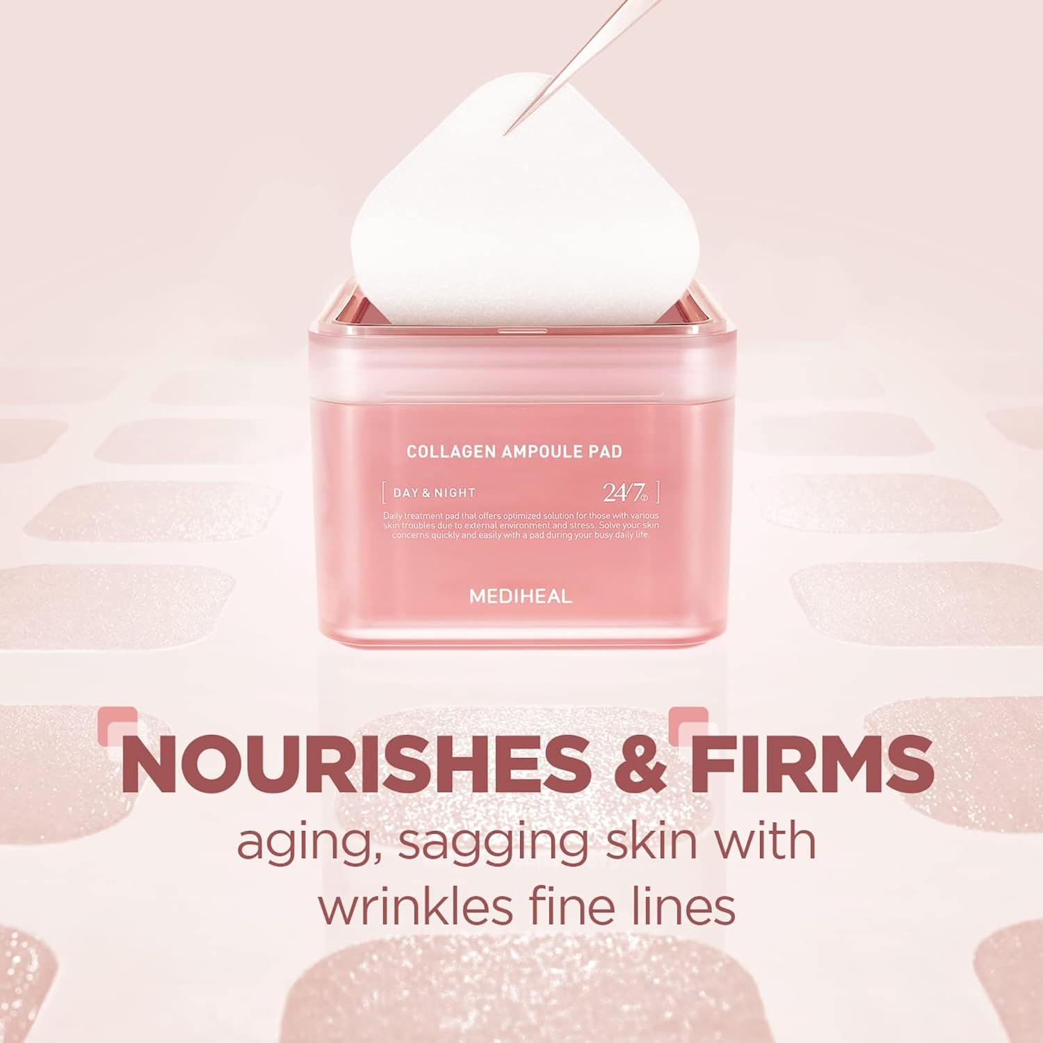 MEDIHEAL Collagen Ampoule Pads – Vegan Toner Pads for Firming Skin & Wrinkle Care | Collagen, Ceramide, & Milk Protein | Korean Skincare, 100 Pads