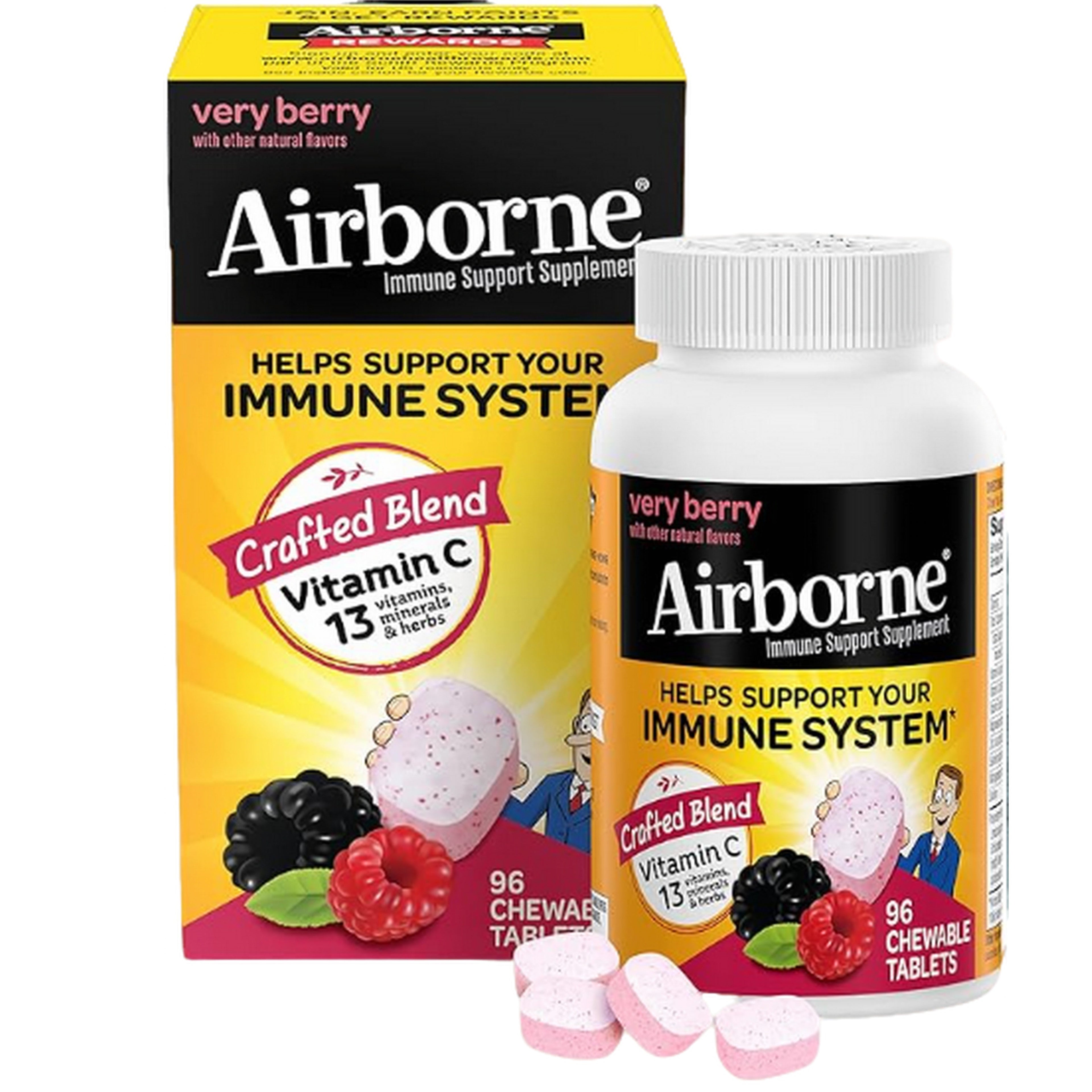 Airborne Chewable Tablets With Vitamin C - Berry - 32 Tablets