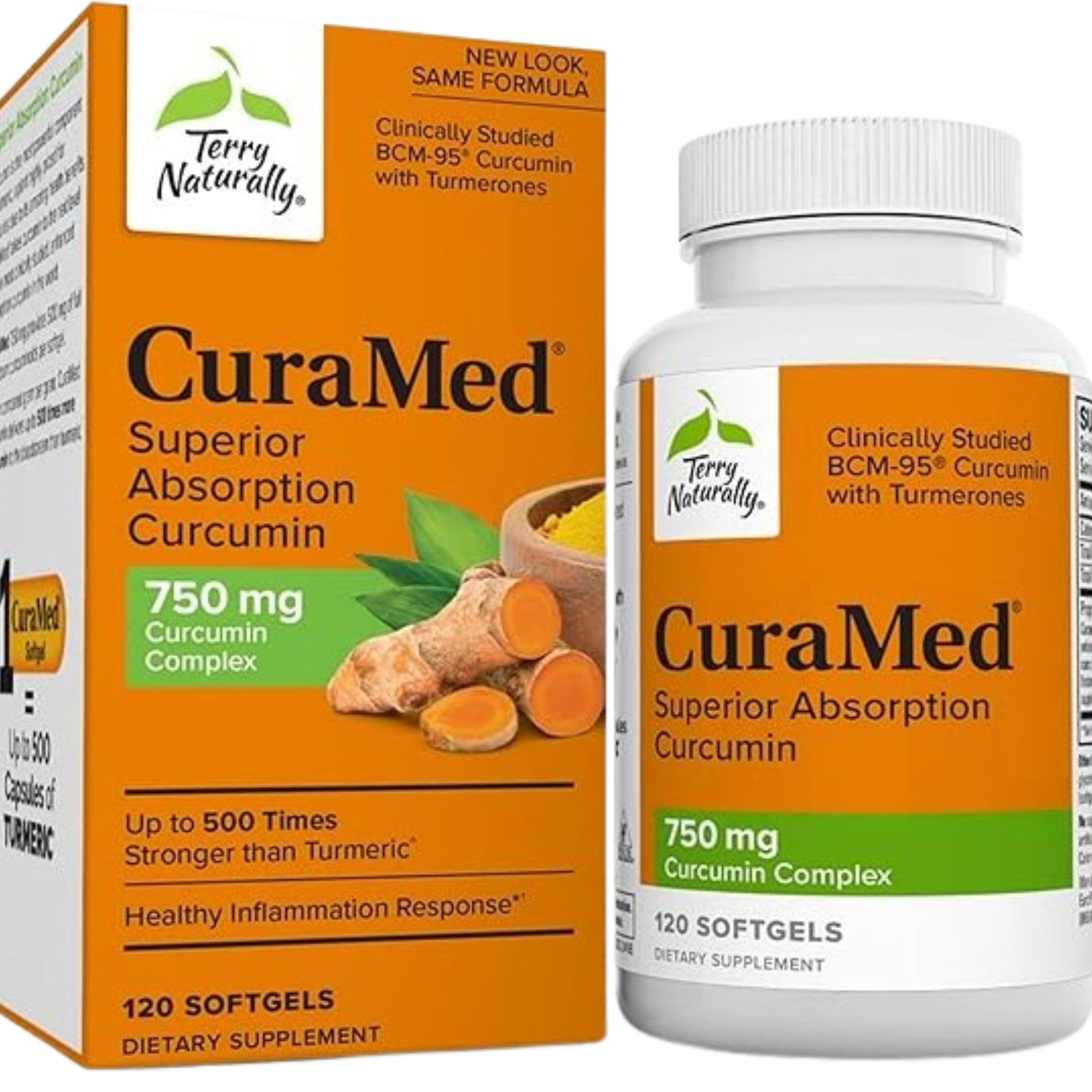 Terry Naturally CuraMed 750 mg Curcumin Complex – 120 Softgels, Superior Absorption & Potent Inflammation Support