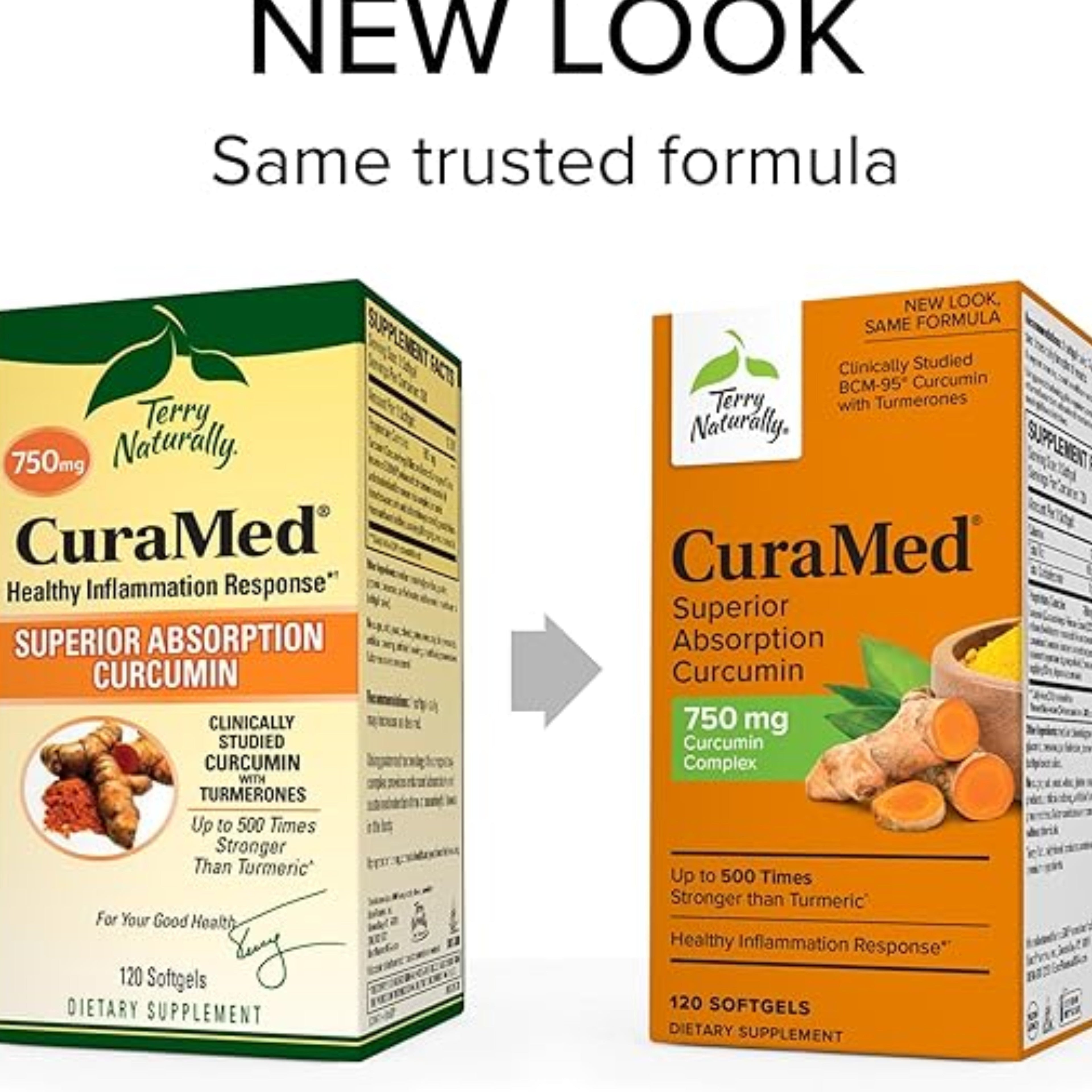 Terry Naturally CuraMed 750 mg Curcumin Complex – 120 Softgels, Superior Absorption & Potent Inflammation Support