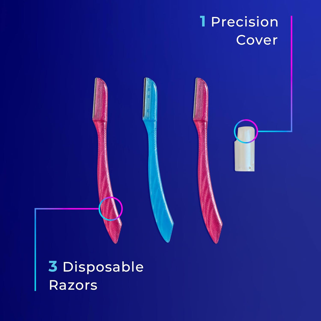 Schick Hydro Silk Touch-Up Dermaplaning Tool, 3-Count – Precision Face Razor for Smooth, Peach Fuzz-Free Skin