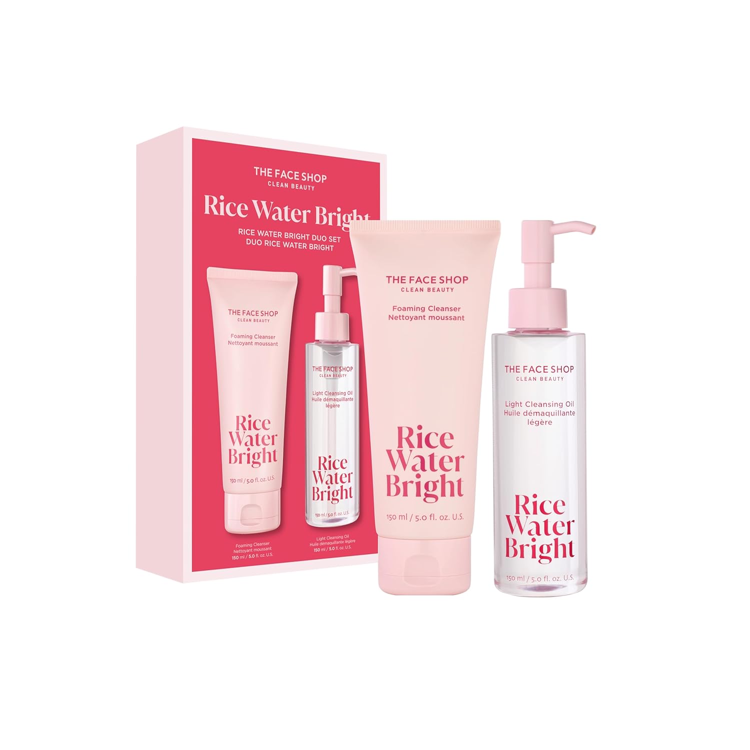 The Face Shop Rice Water Bright Foaming Facial Cleanser with Ceramide – Gentle Hydrating Vegan Face Wash & Makeup Remover
