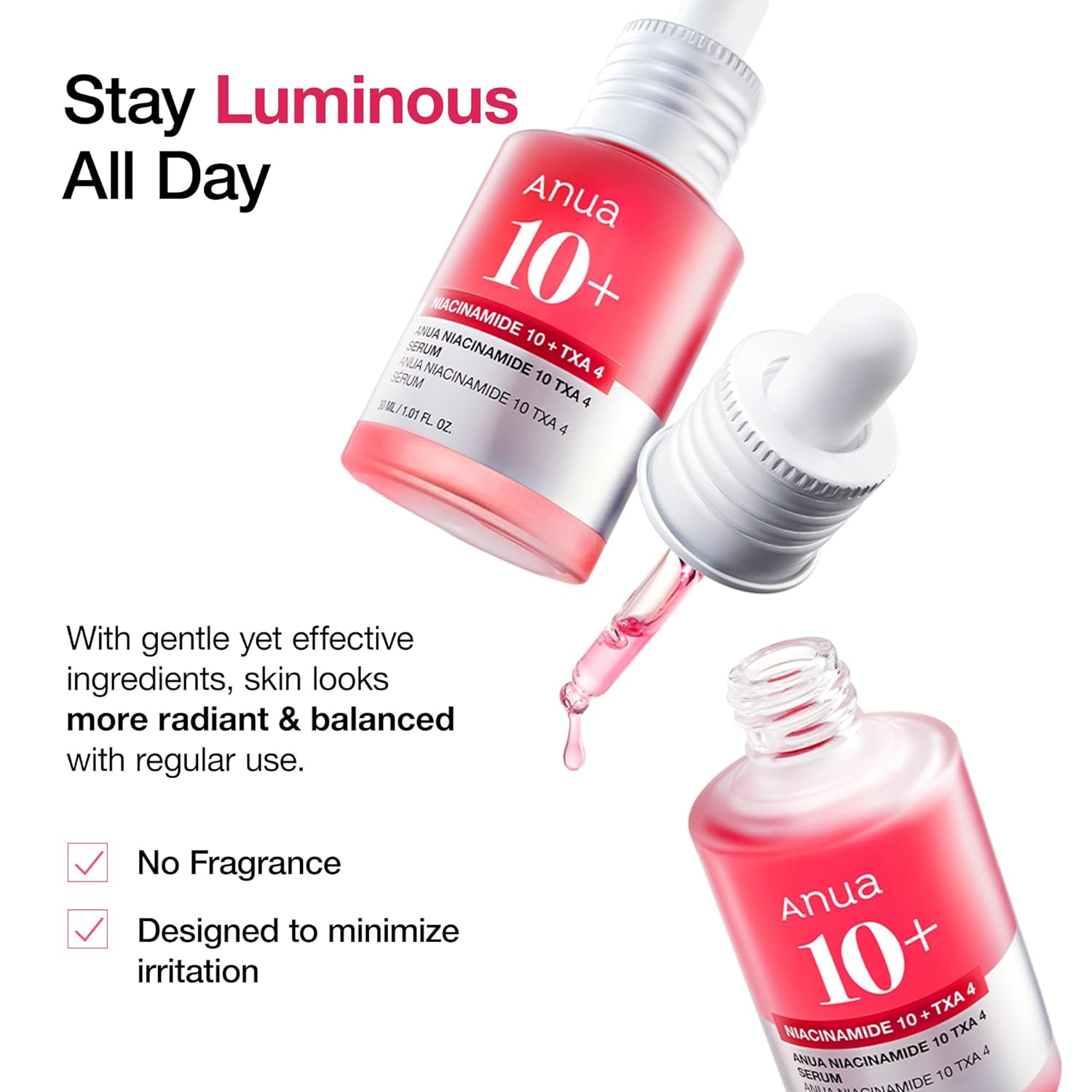 Anua 10% Niacinamide + 4% Tranexamic Acid Serum – Korean Glass Skin Care Solution (30ml)