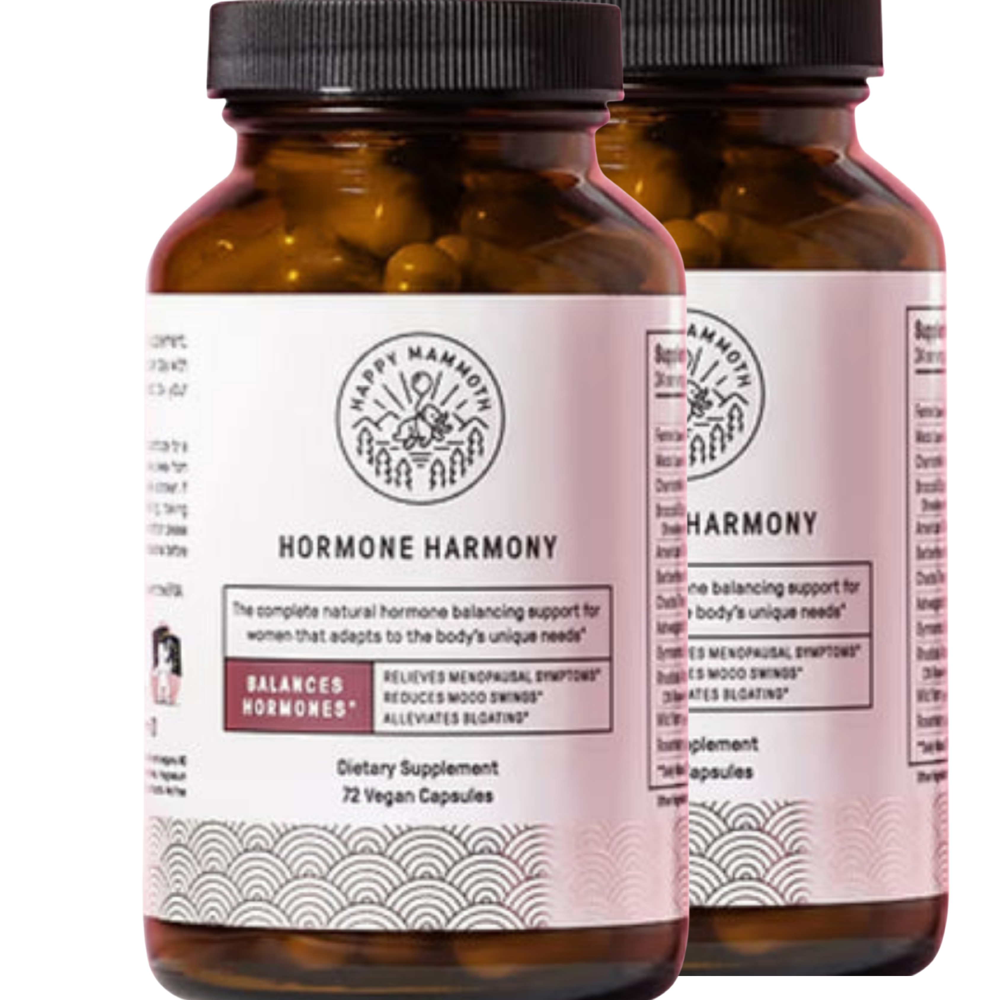 Happy Mammoth Hormone Harmony – Vegan Menopause Support | Hormone Balance, Hot Flash & Mood Relief (72 Capsules)