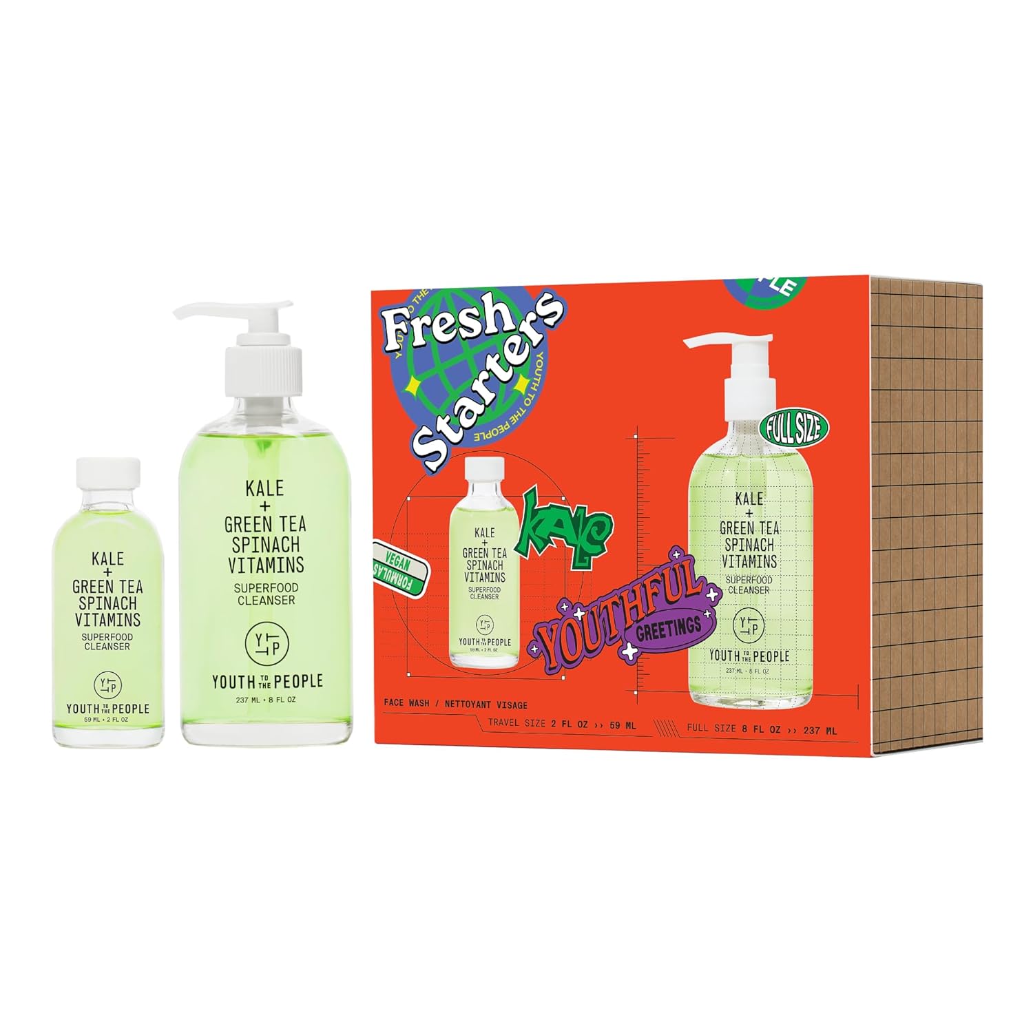 Youth To The People Superfood Facial Cleanser – Kale & Green Tea Gentle Face Wash + Makeup Remover, Pore Minimizer for All Skin Types, Vegan