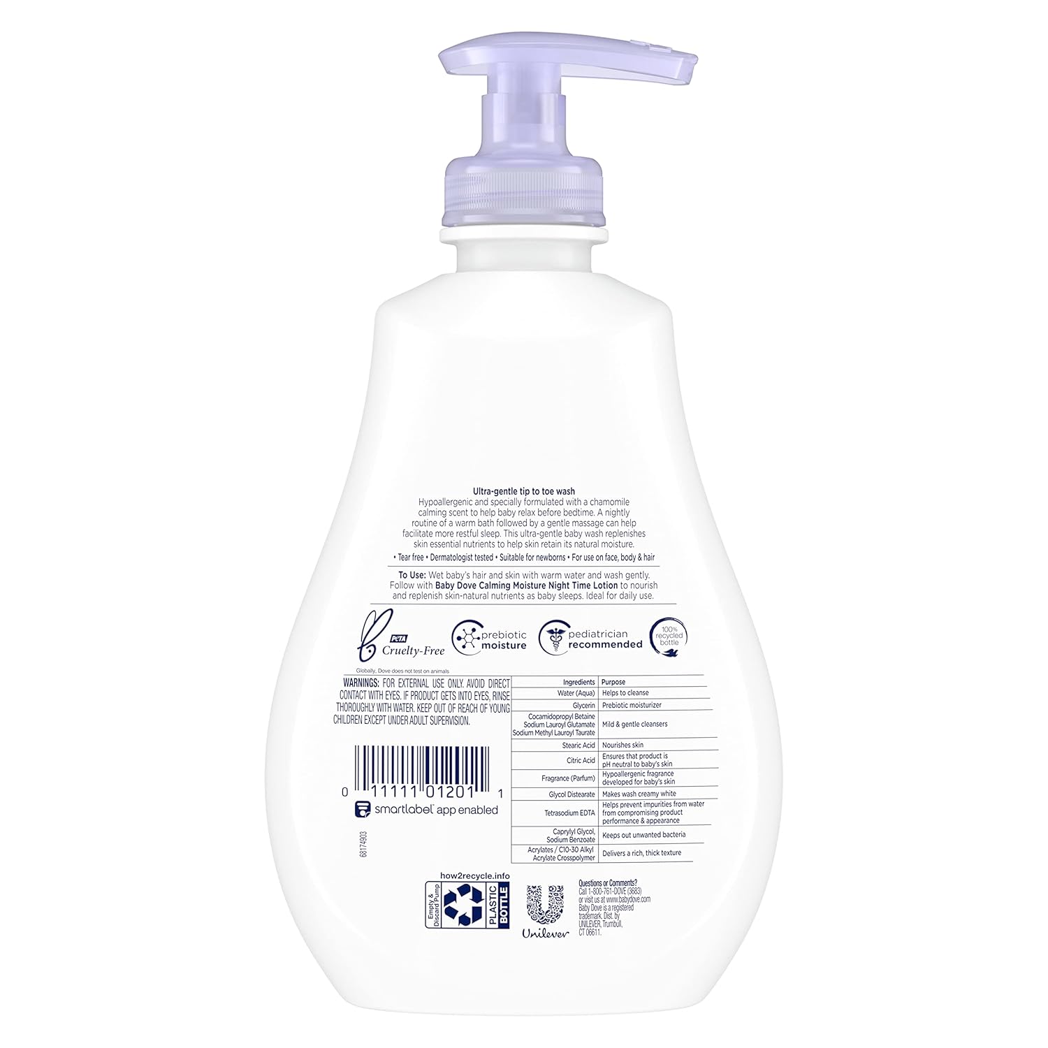 Baby Dove Calming Moisture Hypoallergenic Baby Wash with Chamomile – Tear-Free, Gentle Baby Bath for Soft, Nourished Skin – 13 oz.