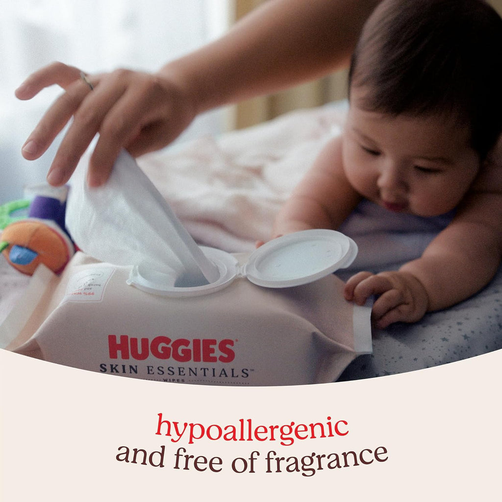Huggies Skin Essentials Baby Wipes - Hypoallergenic, 99% Water | 336 Wipes (6 Flip Top Packs)